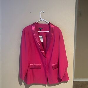 Torrid NWT Hot Pink Satin Lapel Blazer Size 3X Plus Size Statement Jacket